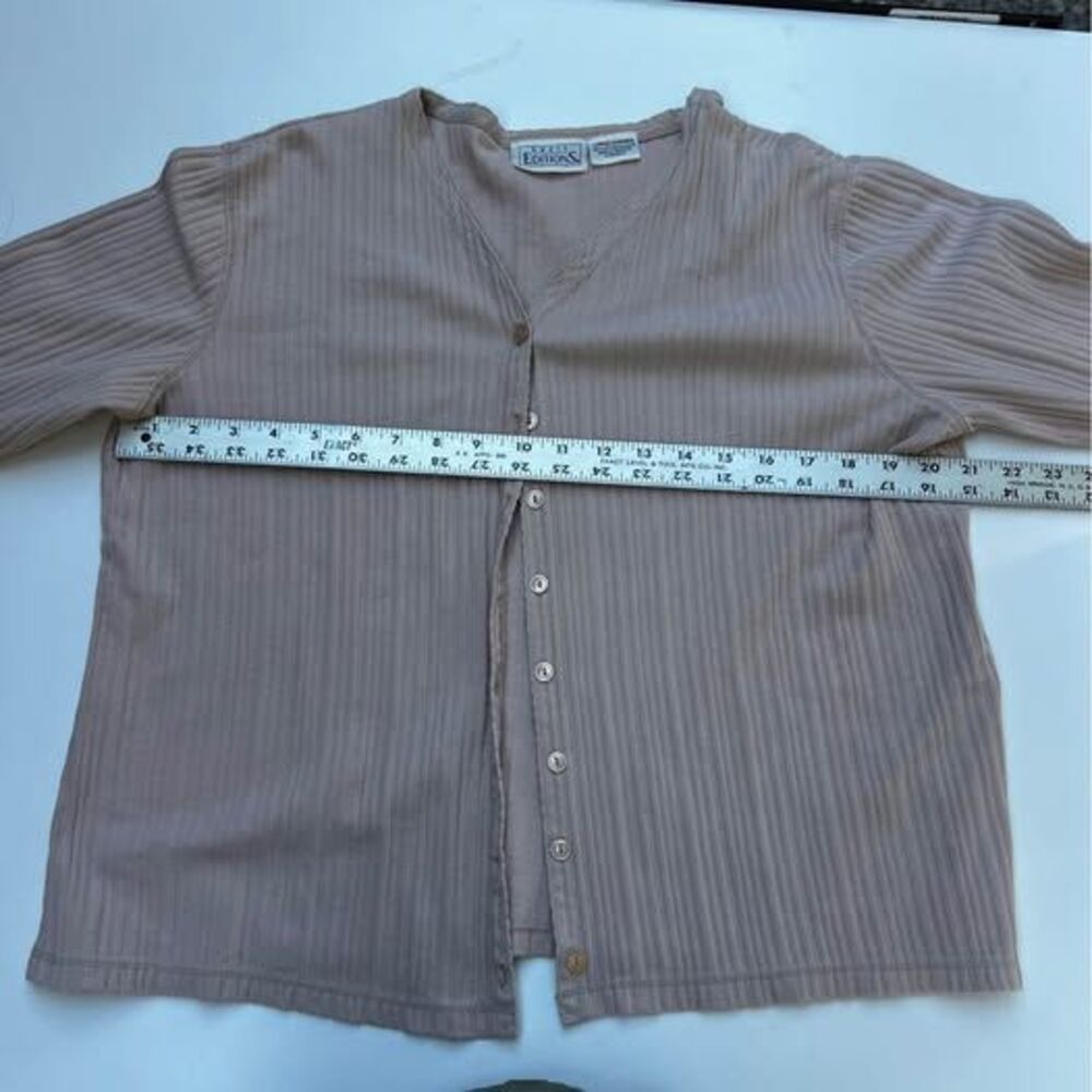 Basic Editions Tan Ribbed Cardigan Size Large - Picture 3 of 7